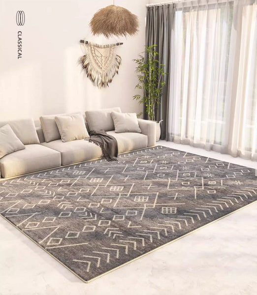 Morocco Contemporary Rug Ideas for Living Room, Hallway Modern Runner Rugs, Modern Runner Rugs Next to Bed, Large Modern Rugs for Dining Room-Art Painting Canvas