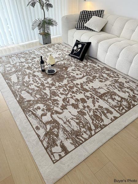 Soft Rugs under Coffee Table, Contemporary Modern Rugs for Living Room, Thick French Style Modern Rugs for Interior Design, Modern Rugs for Dining Room-Art Painting Canvas