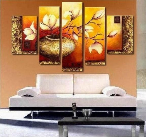 Large Abstract Painting, Acrylic Flower Painting, Abstract Flower Painting, Heavy Texture Painting, Living Room Wall Art Painting-Art Painting Canvas