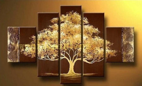 Acrylic Abstract Painting, Simple Modern Art, Tree of Life Painting, 5 Piece Canvas Painting, Acrylic Painting for Bedroom-Art Painting Canvas