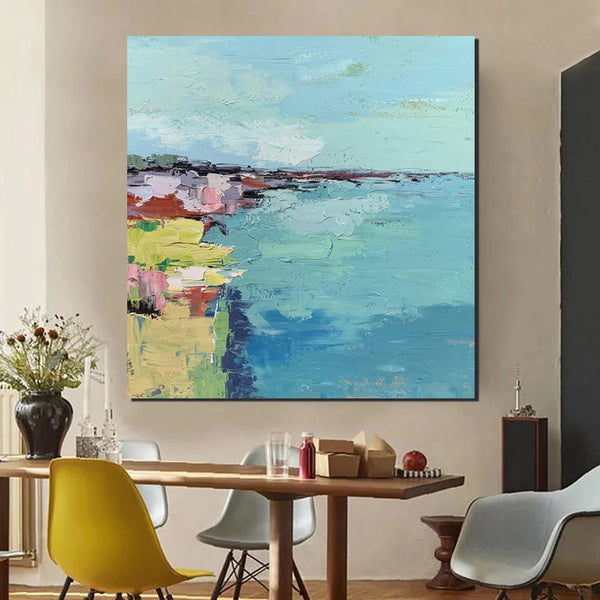 Seashore Abstract Painting, Hand Painted Abstract Painting, Extra Large Abstract Paintings on Canvas, Bedroom Wall Art Ideas, Abstract Landscape Painting-Art Painting Canvas