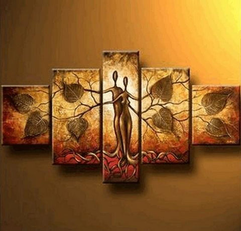 Ready to Hang, Abstract Wall Art, Canvas Painting, Abstract Painting, Large Paintings for Living Room, Tree of life Painting, 5 Piece Art Painting-Art Painting Canvas