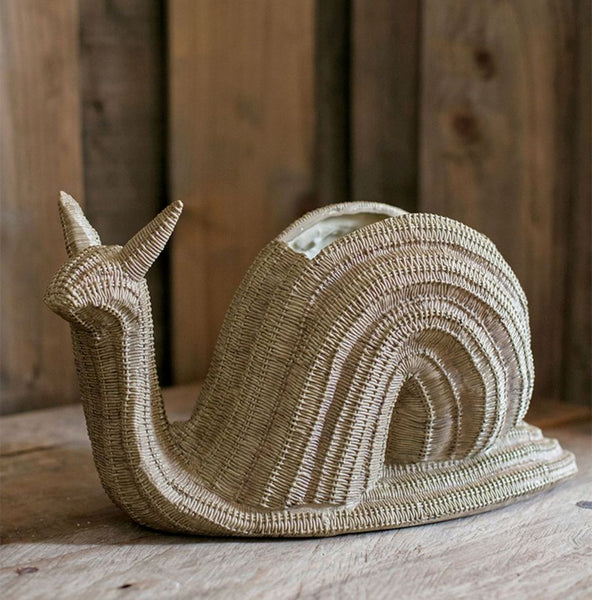 Cute Snail Statues, Garden Animal Statues, Snail Flowerpot for Garden Decoration, Unique Modern Garden Sculptures, Creative Villa Outdoor Gardening Ideas-Art Painting Canvas