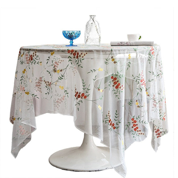 Spring Flower Rectangular Tablecloth for Oval Table, Extra Large Lace Tablecloths, Lace Embroidered Table Covers, Rectangular Table Covers for Coffee Table-Art Painting Canvas