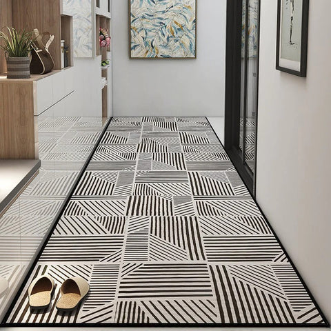 Extra Long Hallway Runners, Long Narrow Runner Rugs, Stain-resistant Non Slip Entryway Runner Rugs, Modern Long Hallway Runners, Kitchen Runner Rugs, Washable Entrance Hallway Grey Runners-Art Painting Canvas