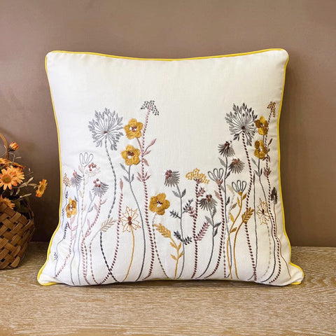 Simple Decorative Throw Pillows for Couch, Spring Flower Decorative Throw Pillows, Embroider Flower Cotton Pillow Covers, Farmhouse Sofa Decorative Pillows-Art Painting Canvas