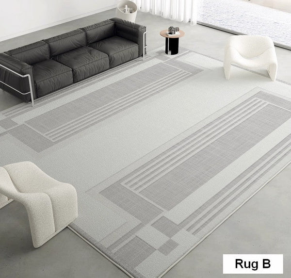 Modern Abstract Rugs under Dining Room Table, Geometric Modern Carpets for Bedroom, Modern Grey Rugs for Living Room-Art Painting Canvas