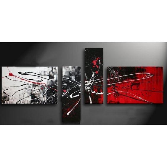 Abstract Painting for Sale, Modern Abstract Paintings, Black and Red Canvas Wall Art, Modern Wall Art Paintings for Living Room-Art Painting Canvas