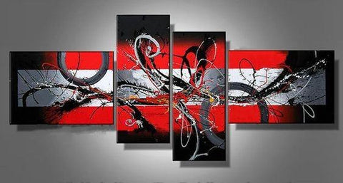 Large Modern Paintings on Canvas, Simple Abstract Canvas Art, Black and Red Wall Art Paintings, Extra Large Canvas Painting-Art Painting Canvas