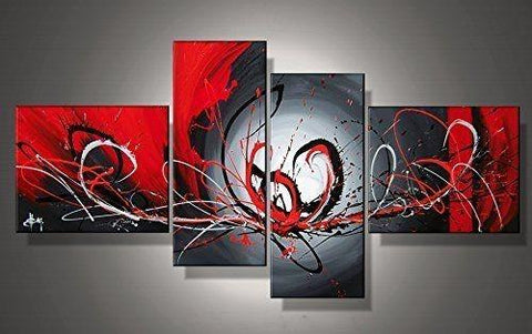 Black and Red Wall Art Paintings, Simple Abstract Painting, Modern Abstract Paintings, Living Room Canvas Painting, Buy Art Online-Art Painting Canvas