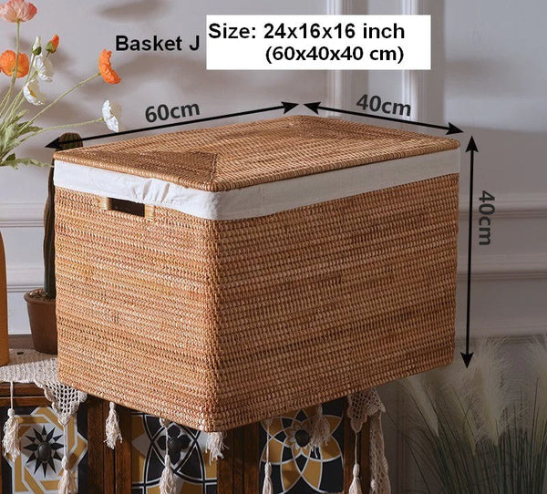 Oversized Rectangular Storage Basket with Lid, Woven Rattan Storage Basket for Shelves, Storage Baskets for Bedroom, Extra Large Storage Baskets for Clothes-Art Painting Canvas