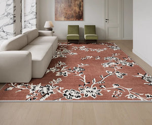 Modern Rugs for Living Room, Abstract Contemporary Rugs Next to Bed, Flower Pattern Contemporary Modern Rugs, Modern Rugs for Dining Room-Art Painting Canvas