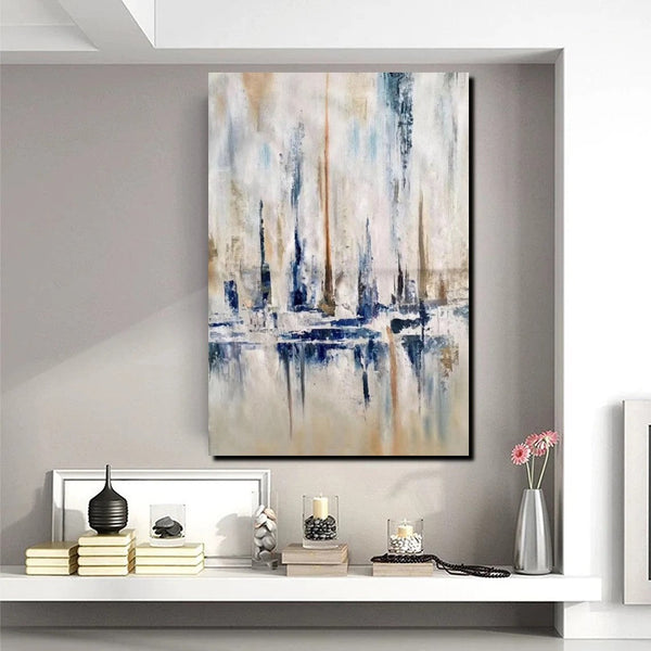 Large Wall Art for Living Room, Acrylic Canvas Paintings, Abstract Sail Boat Painting, Modern Wall Art Paintings, Contemporary Painting-Art Painting Canvas