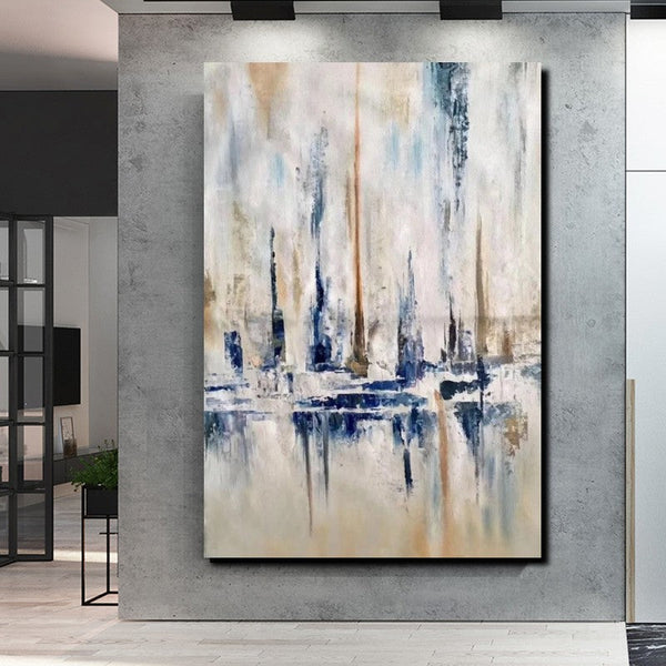 Large Wall Art for Living Room, Acrylic Canvas Paintings, Abstract Sail Boat Painting, Modern Wall Art Paintings, Contemporary Painting-Art Painting Canvas