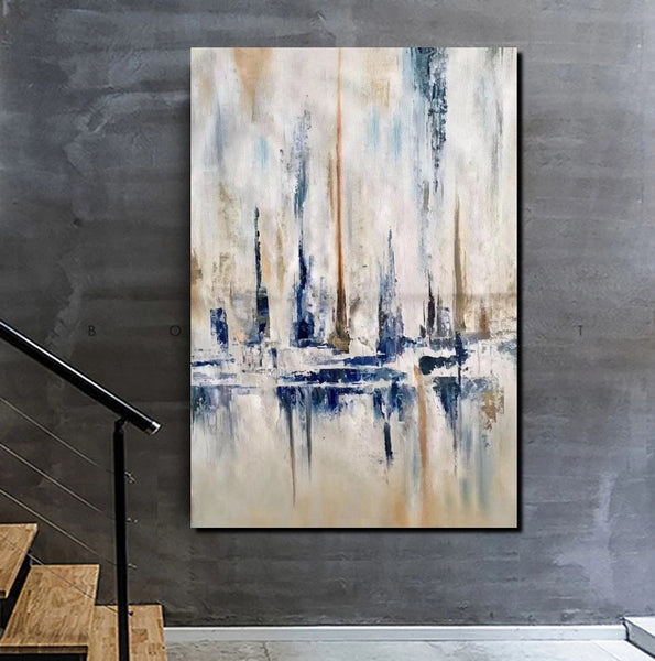 Large Wall Art for Living Room, Acrylic Canvas Paintings, Abstract Sail Boat Painting, Modern Wall Art Paintings, Contemporary Painting-Art Painting Canvas