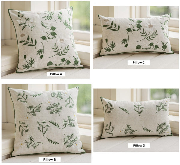 Embroider Flower Cotton Pillow Covers, Decorative Pillows for Sofa, Farmhouse Decorative Pillows for Couch, Spring Flower Decorative Pillows for Bedroom-Art Painting Canvas