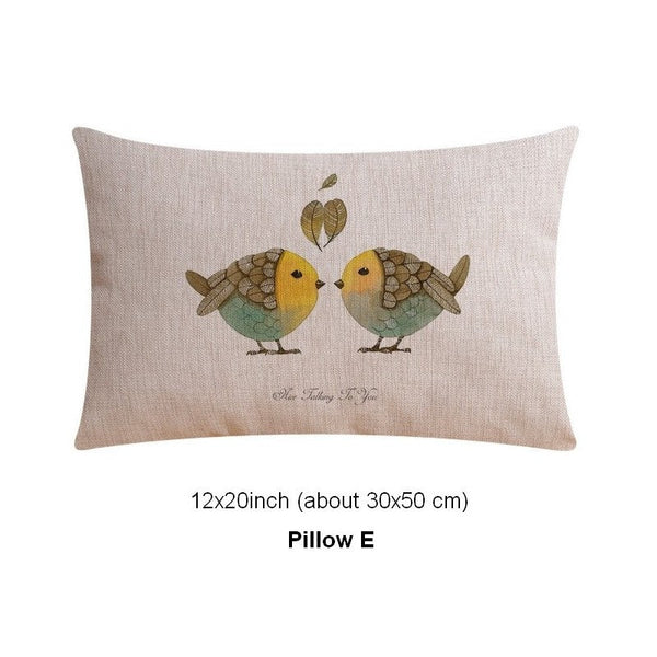 Love Birds Throw Pillows for Couch, Simple Decorative Pillow Covers, Decorative Sofa Pillows for Children's Room, Singing Birds Decorative Throw Pillows-Art Painting Canvas