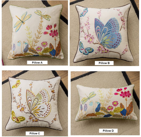 Decorative Throw Pillows for Living Room, Decorative Sofa Pillows, Butterfly Dragonfly Cotton and linen Pillow Cover, Modern Decorative Pillows for Couch-Art Painting Canvas