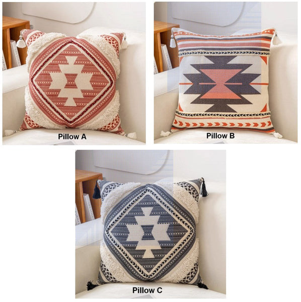 Bohemian Decorative Sofa Pillows, Geometric Modern Pillow Covers, Square Pillows for Couch, Oriental Decorative Throw Pillows for Living Room-Art Painting Canvas