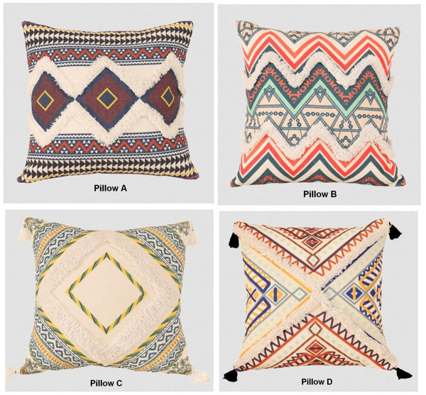 Square Pillows for Couch, Oriental Decorative Throw Pillows for Living Room, Geometric Modern Pillow Covers, Bohemian Decorative Sofa Pillows-Art Painting Canvas