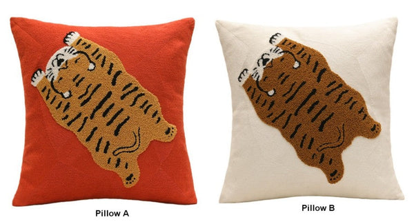 Contemporary Modern Sofa Pillow Covers, Square Modern Throw Pillows for Couch, Lovely Tiger Decorative Pillows for Children's Room, Decorative Pillows for Bedroom-Art Painting Canvas