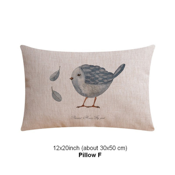 Throw Pillows for Couch, Simple Decorative Pillow Covers, Decorative Sofa Pillows for Children's Room, Love Birds Decorative Throw Pillows-Art Painting Canvas