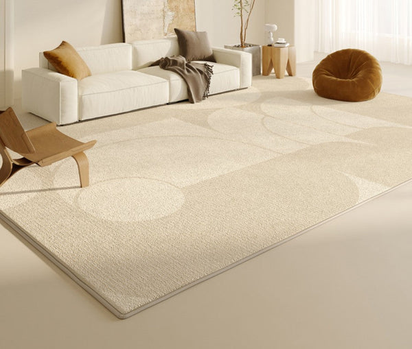 Modern Cream Color Rugs for Living Room, Modern Rugs under Sofa, Abstract Contemporary Rugs for Bedroom, Dining Room Floor Rugs, Modern Rugs for Office-Art Painting Canvas