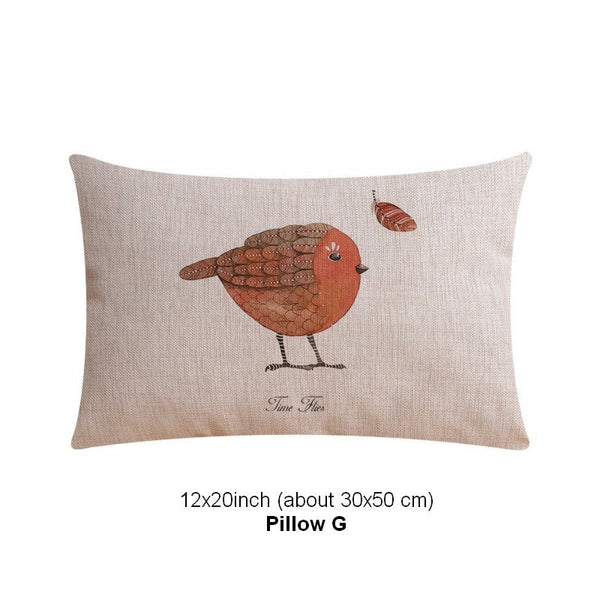 Love Birds Throw Pillows for Couch, Simple Decorative Pillow Covers, Decorative Sofa Pillows for Children's Room, Singing Birds Decorative Throw Pillows-Art Painting Canvas