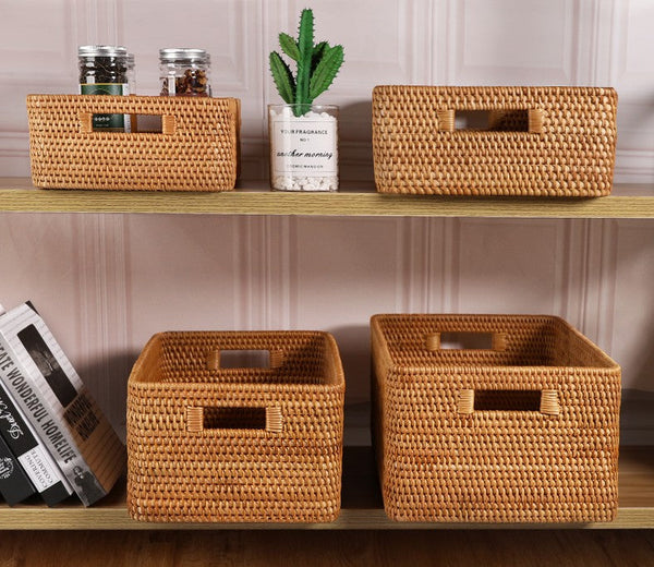 Woven Rattan Storage Baskets for Bedroom, Storage Basket for Shelves, Large Rectangular Storage Baskets for Clothes, Storage Baskets for Kitchen-Art Painting Canvas