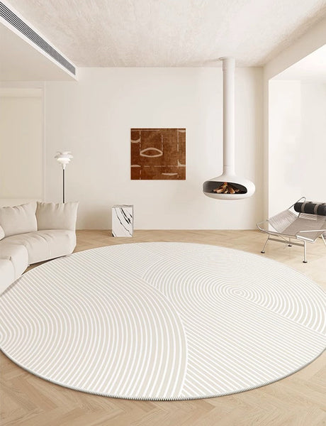 Abstract Contemporary Round Rugs for Dining Room, Soft Modern Rugs for Dining Room, Geometric Modern Rug Ideas for Living Room, Circular Modern Rugs for Bathroom-Art Painting Canvas