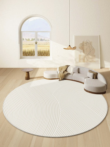 Soft Modern Rugs for Dining Room, Abstract Contemporary Round Rugs for Dining Room, Geometric Modern Rug Ideas for Living Room, Circular Modern Rugs for Bathroom-Art Painting Canvas