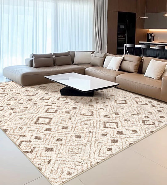 Geometric Modern Rugs for Dining Room, Contemporary Area Rugs for Bedroom, Dining Room Floor Carpets, Mid Century Modern Living Room Rugs-Art Painting Canvas