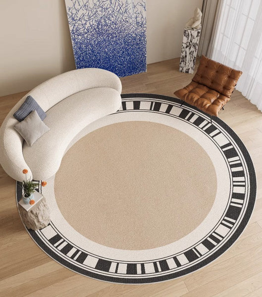 Modern Rug Ideas for Living Room, Contemporary Round Rugs, Bedroom Modern Round Rugs, Circular Modern Rugs under Dining Room Table-Art Painting Canvas