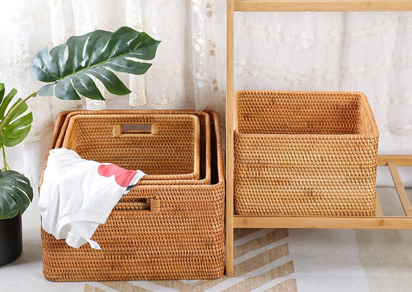 Laundry Storage Baskets, Rattan Storage Baskets for Kitchen, Storage Basket for Shelves, Kitchen Storage Basket, Storage Baskets for Bathroom-Art Painting Canvas