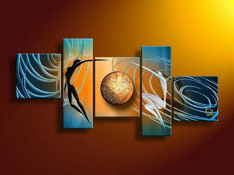 Simple Modern Art, Love Abstract Painting, Abstract Art of Love, Living Room Wall Painting, 5 Piece Canvas Painting for Sale, Bedroom Abstract Painting-Art Painting Canvas