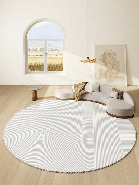 Unique Round Rugs under Coffee Table, Large Modern Round Rugs for Dining Room, Circular Modern Rugs for Bedroom, Contemporary Modern Rug Ideas for Living Room-Art Painting Canvas