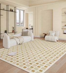 Dining Room Modern Floor Carpets, Modern Rug Ideas for Bedroom, Chequer Modern Rugs for Living Room, Contemporary Soft Rugs Next to Bed-Art Painting Canvas