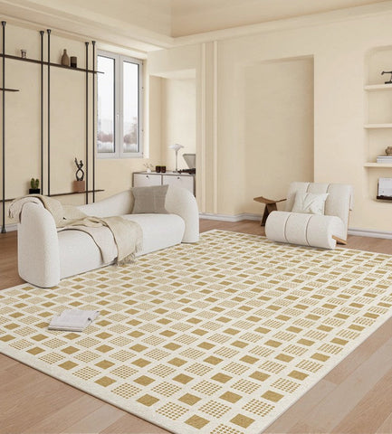 Dining Room Modern Floor Carpets, Modern Rug Ideas for Bedroom, Chequer Modern Rugs for Living Room, Contemporary Soft Rugs Next to Bed-Art Painting Canvas