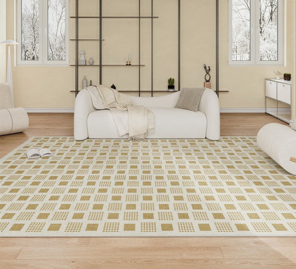 Dining Room Modern Floor Carpets, Modern Rug Ideas for Bedroom, Chequer Modern Rugs for Living Room, Contemporary Soft Rugs Next to Bed-Art Painting Canvas