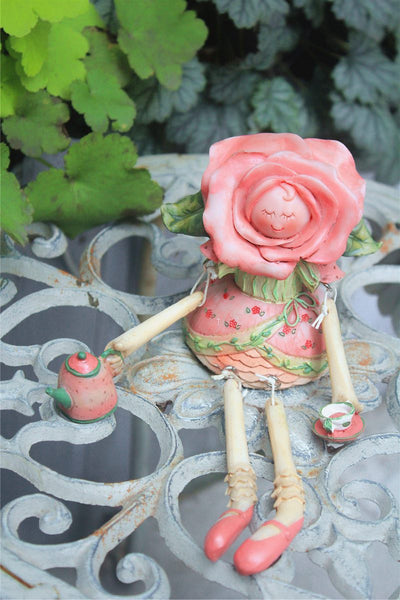 Creative Flower Rose Fairy Statue for Garden, Beautiful Garden Courtyard Ornaments, Villa Outdoor Decor Gardening Ideas, Unique Modern Garden Sculptures-Art Painting Canvas