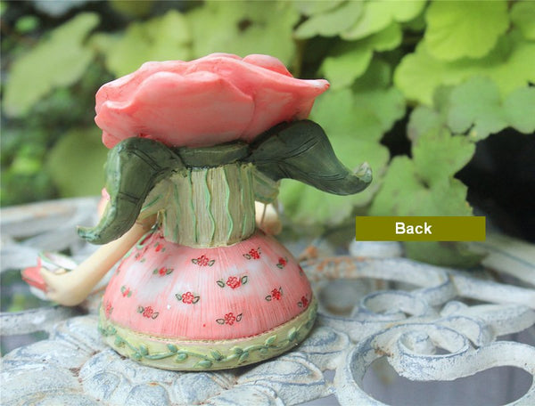 Creative Flower Rose Fairy Statue for Garden, Beautiful Garden Courtyard Ornaments, Villa Outdoor Decor Gardening Ideas, Unique Modern Garden Sculptures-Art Painting Canvas