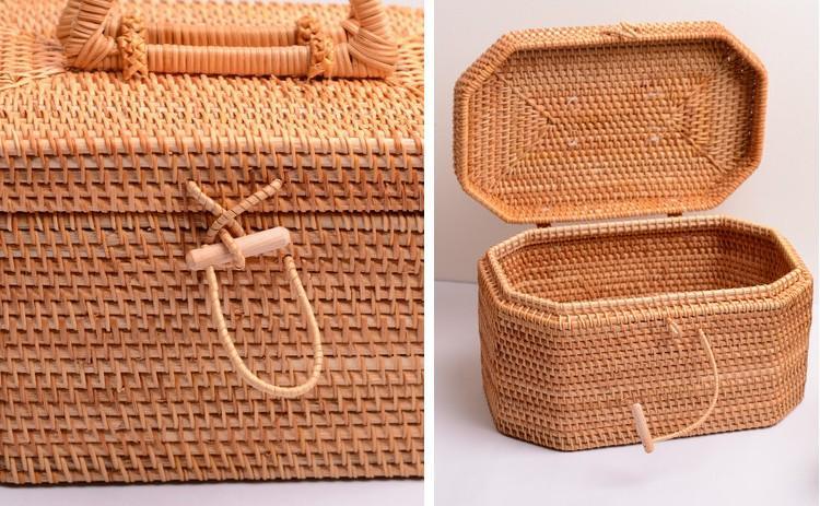 Woven Basket with Handle, Vietnam Traditional Handmade Rattan Wicker Storage  Basket – Art Painting Canvas