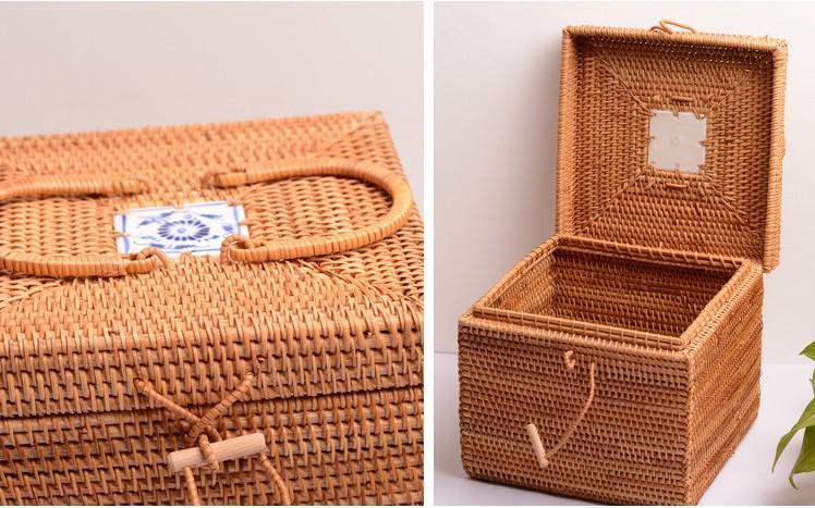 Woven Basket with Handle, Vietnam Traditional Handmade Rattan Wicker Storage  Basket – Art Painting Canvas