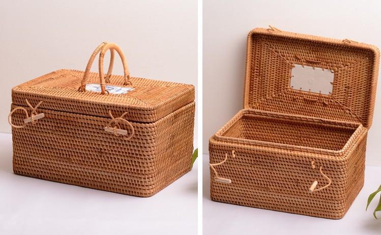 Woven Basket with Handle, Vietnam Traditional Handmade Rattan Wicker Storage  Basket – Art Painting Canvas