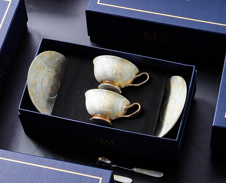 Elegant Purple Ceramic Cups, Unique Coffee Cup and Saucer in Gift Box –  artworkcanvas