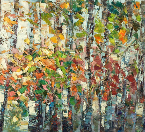 Landscape Painting, Autumn Birch Tree Painting, Custom Large Wall Art, Oil Painting, Canvas Painting-Art Painting Canvas