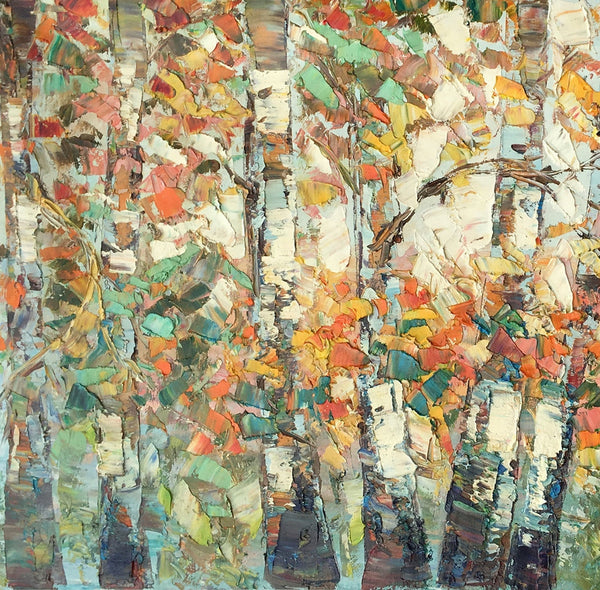 Landscape Painting, Autumn Birch Tree Painting, Custom Large Wall Art, Oil Painting, Canvas Painting-Art Painting Canvas