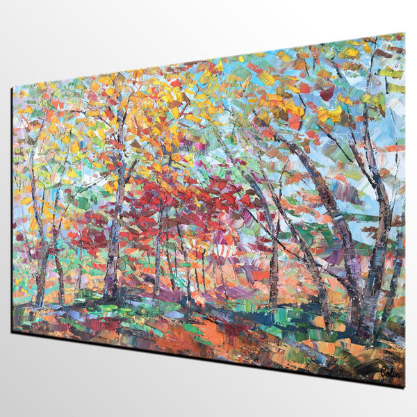 Canvas Wall Art, Birch Tree Painting, Landscape Art, Custom Art Painting for Living Room-Art Painting Canvas