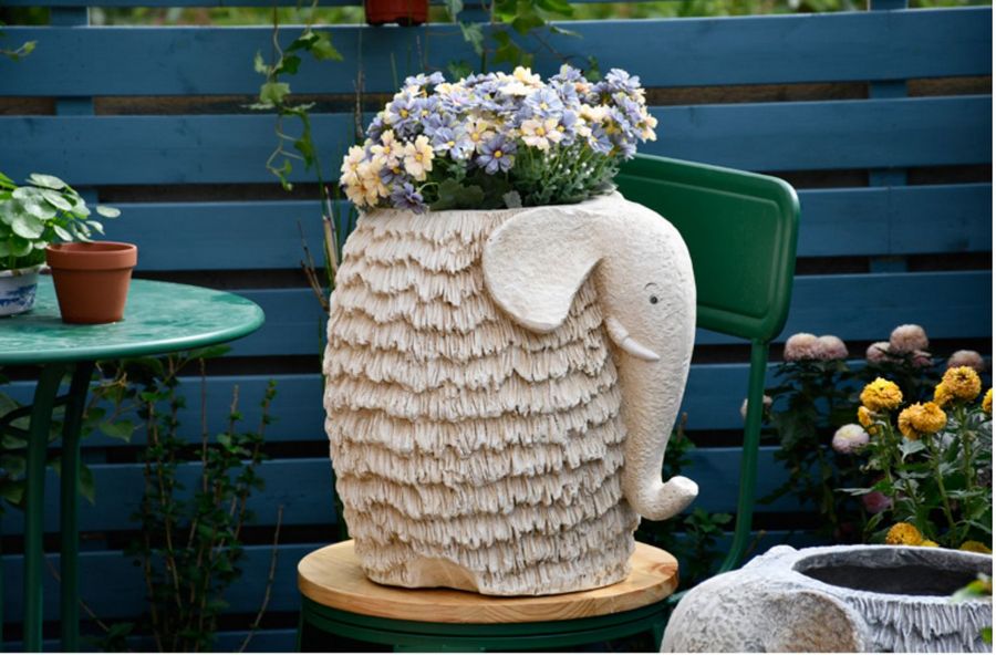 Unique Garden Flowerpot, Large Elephant Flowerpot, Resin Statue for Garden, Modern Animal Statue for Garden Ornaments, Villa Outdoor Decor Gardening Ideas-Art Painting Canvas