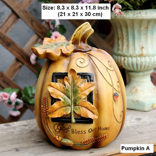 Large Thanksgiving Pumpkins for Garden Ornaments, Cute Resin Pumpkins for Garden Courtyard Ornament, Villa Outdoor Decor Gardening Ideas-Art Painting Canvas